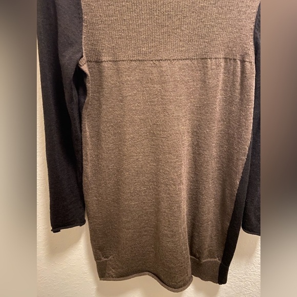 Eileen Fisher Brown Merino Wool Color Block V-Neck Sweater Dress Petite Small - Picture 7 of 9